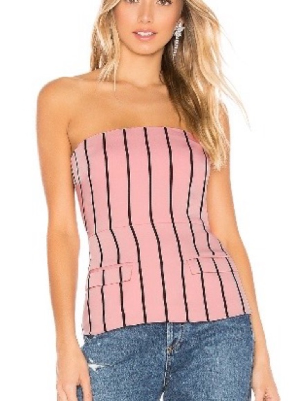 Lovers + Friends Pink Strapless Vertical-Stripe Tube Top And Pant Set